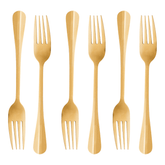 Jogo 6 Garfos Churrasco Positano Dourado 21cm - Ela Decora